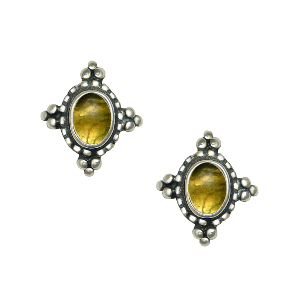 Sterling Silver Little Citrine Post Stud Earrings